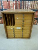 A beech collector's or haberdashery cabinet,