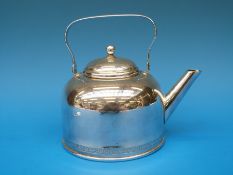 A white metal teapot with folding handle (weight 350g,
