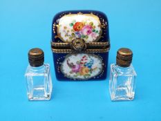 A hand decorated Limoges scent double scent bottle holder
