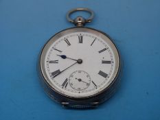 A gentleman's late 19thC Omega pocket watch with Omega stamped to dial and keywind movement in 0.