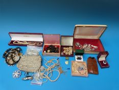 A large collection of costume jewellery to include early glass beads, paste jewellery,