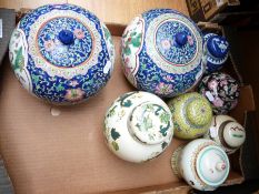 Seven various Oriental ginger jars including a large ovoid pair