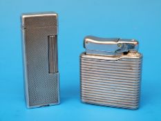 A silver Dunhill Rollagas lighter together with a Colibri monoGAS silver lighter