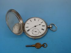 A gentleman's continental silver full hunter pocket watch, c.
