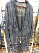 Late 19thC / 20thC black silk and lace over dress, decorated with extensive bead work,