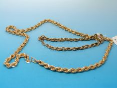 A 9ct gold rope twist bracelet and necklace (12.