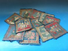 A collection of Scottish tapestry/embroidery coasters with different scenes to each