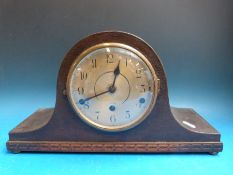 A walnut c1920 wall clock and a three train mantel clock