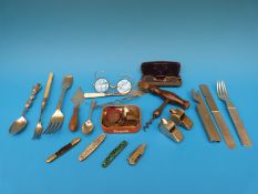 An German Nazi folding cutlery set, bright cut hallmarked silver teaspoon,