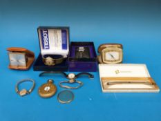A ladies' gold cased watch, a Sheaffer pen, other watches,