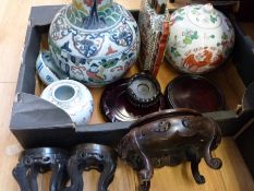 A collection of Chinese porcelain including a wucai vase,