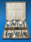 A cased set of six George IV silver spoons, London 1812 makers TW and JH,