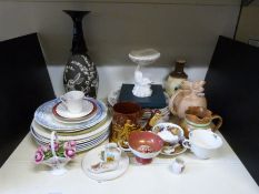 A large studio pottery vase, Prinknash pottery, Aynsley fruit cup and saucer,