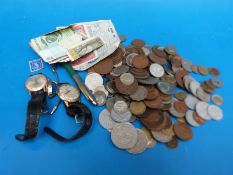 A quantity of world and UK coinage (small silver content) George II onwards,