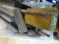 A quantity of vintage tools including leadworking mallets etc, Stanley 4 1/2 plane,