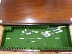 A mahogany cutlery canteen with two fitted drawers,
