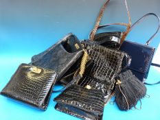 Nine vintage handbags to include makes by Fenwick of Italy & Lorenzi including two evening bags