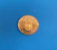 A cased 500th Anniversary 1989 gold half sovereign with certificate 04082 (proof)