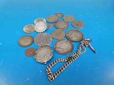 A small collection of largely silver content coins including Victorian crowns,