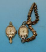 Two gold cased Elgin ladies' wristwatches