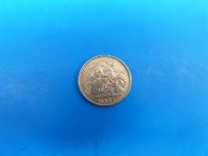 A 1908 gold half sovereign