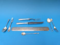 A Hodgson Kennard & Co white metal page turner, letter opener or paperweight marked sterling,