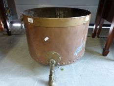 A C19th copper and brass coal or log bucket,