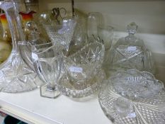 A quantity of glassware to include ships and other decanters,