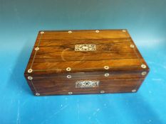 A mother-of-pearl inlaid rosewood work box
