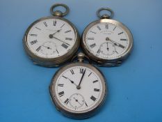 Two key winding continental silver gentleman's pocket watches, one marked Fattorini & Sons,