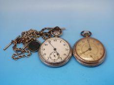 Two keyless wind pocket watches together with two pocket watch chains