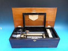 A late 19th century cylinder music box playing six airs with tune indicator,