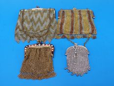 Two enamel and mesh purses,