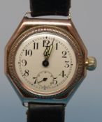 A Rolex gold cased octagonal gentleman's wristwatch with subsidiary seconds dial (professional