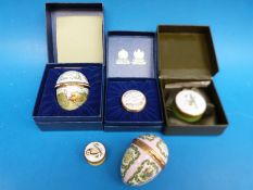 Five Halcyon Days enamel trinket boxes