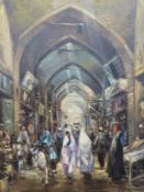 Arthur Sarkissian oil on canvas 'Tehran' Iranian market scene