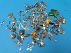 A quantity of silver/ white metal earrings to include marcasite set,