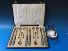 Art Deco EPNS toast rack by Mappin & Webb set with Oranges and Lemons jam plate by Royal Doulton