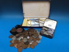 A collection of coins including some silver content Georgian onwards and a 1907 bronze medallion
