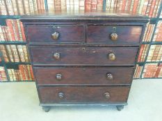 Stained pine chest of two over three drawers (W98 x D50  x L107cm)