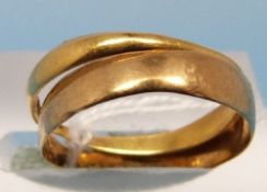 Two high grade gold wedding bands (18ct and 22ct,
