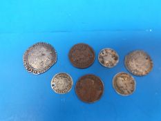 A Charles I parliament shilling, a Charles II fourpence,