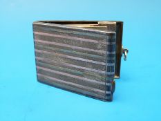 A gold inlaid hallmarked silver vesta/match safe,