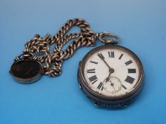 A silver pocket watch,