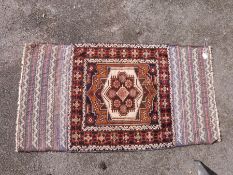 A hand-woven Afghan wool rug with kilim ends (L147 x W78cm)
