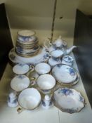 A collection of Royal Albert Moonlight Rose blue dinner and tea ware