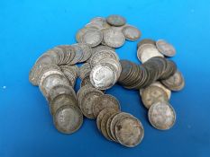 A collection of silver threepenny coins etc William IV onwards (136g)