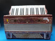 An Art Deco c1930 Soberano 120 bass piano accordion,