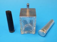 An Art Deco hallmarked silver topped cut glass powder pot, Chester 1931, maker Grey & Co.