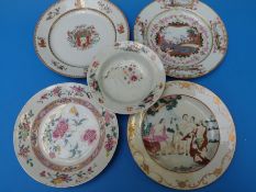 A collection of 18thC polychrome Chinese plates,